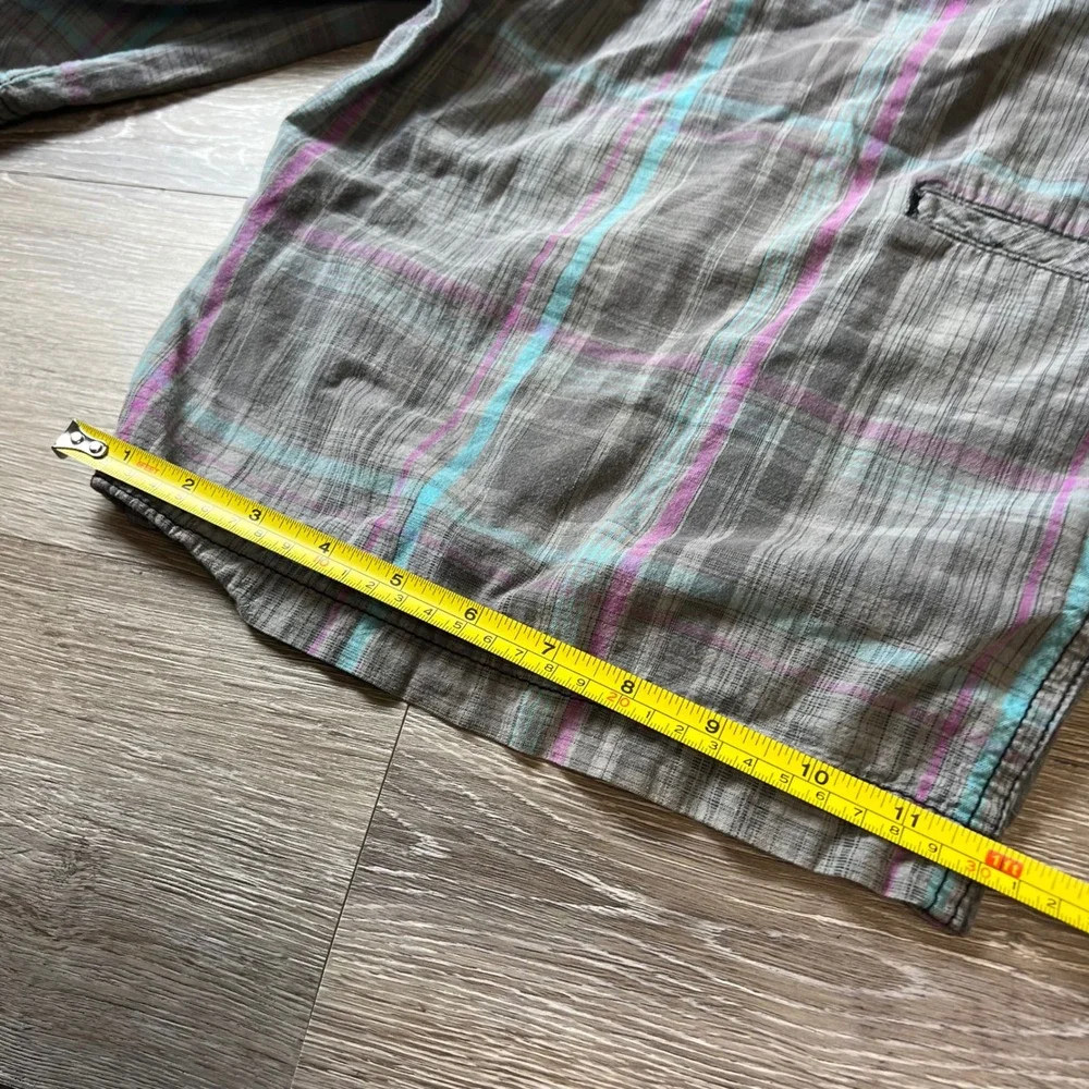 OP Plaid Shorts Mens 34 Grey Teal Purple Cotton Surf Skate Casual Board Shorts